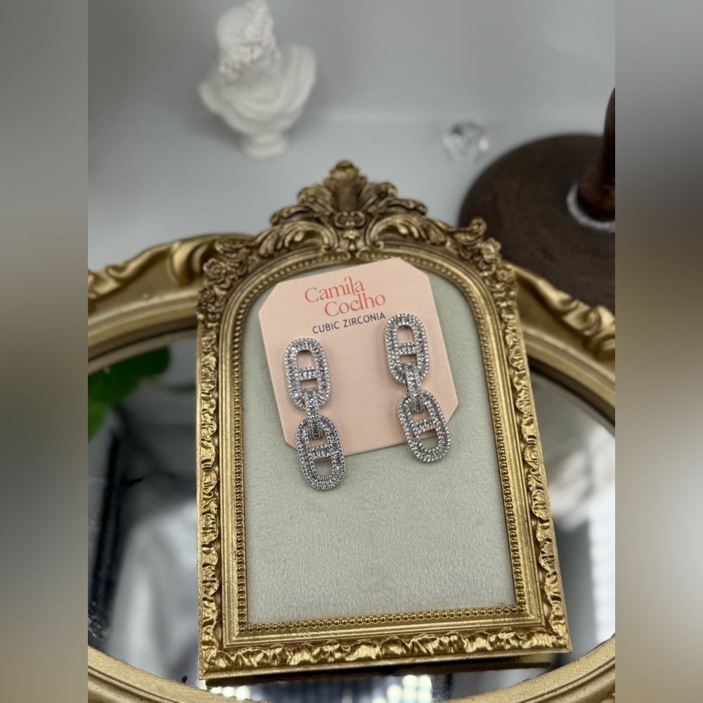 Camila Coelho Cubic Zirconia Chain-Link Earrings - Picture 5 of 9